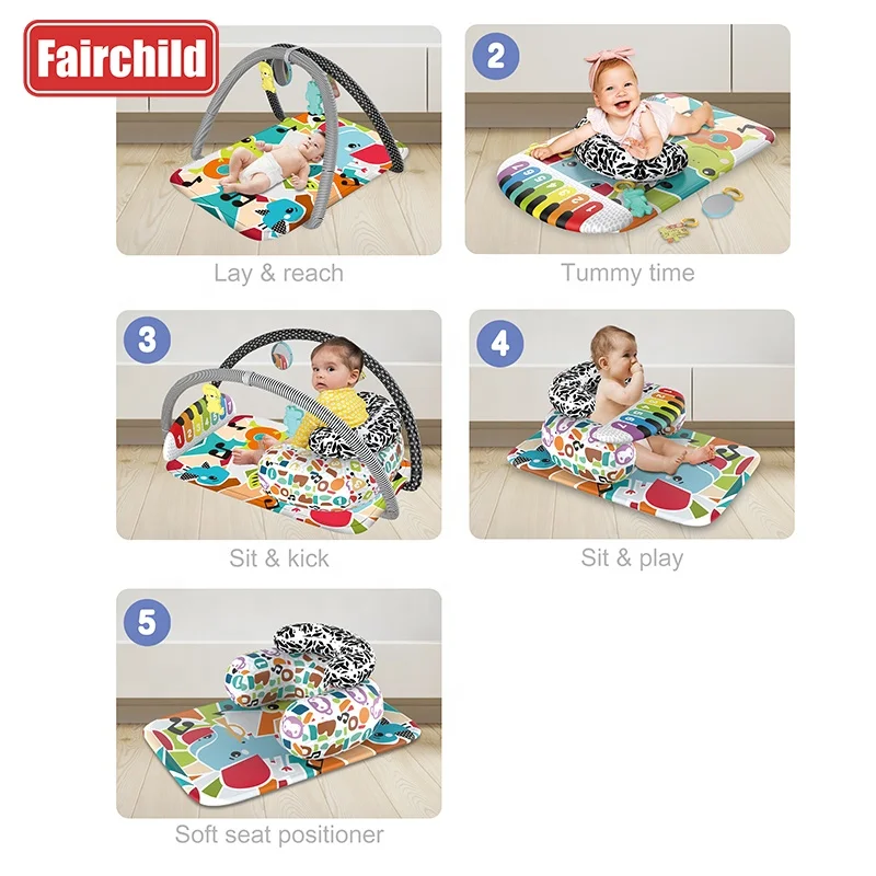 2024 New Baby 7 in 1 Seat Harmonium Baby Crawling Mat Piano Baby Gym Play Mat Kids Piano Fitness Activity Mat