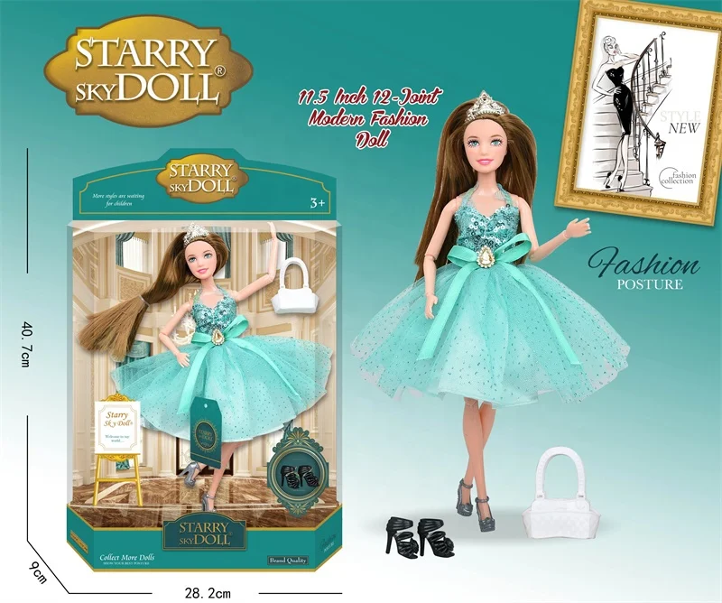 Best Toy Gifts Princess Doll Toy Beautiful Fashion Plastic Doll Girls Dolls with Dress