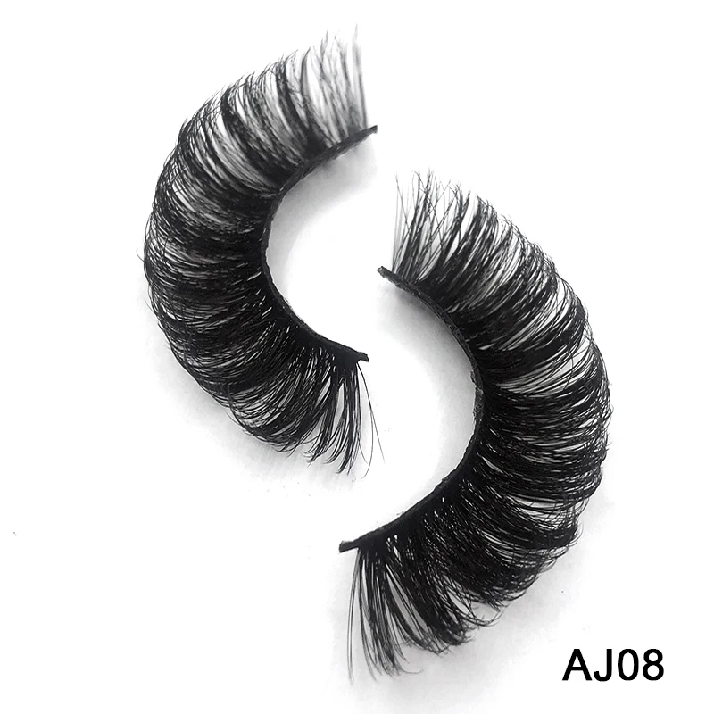 AJ08 New Arrival Private Label Faux mink c d dd curl Russian strip lash 19mm mega Luxury eyelashes