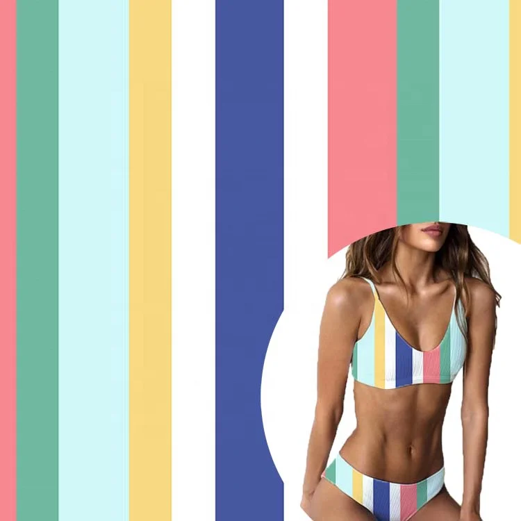 220 gsm uniqlo free swatch stretch 82% polyamide 18% elastane striped fabric printing digital