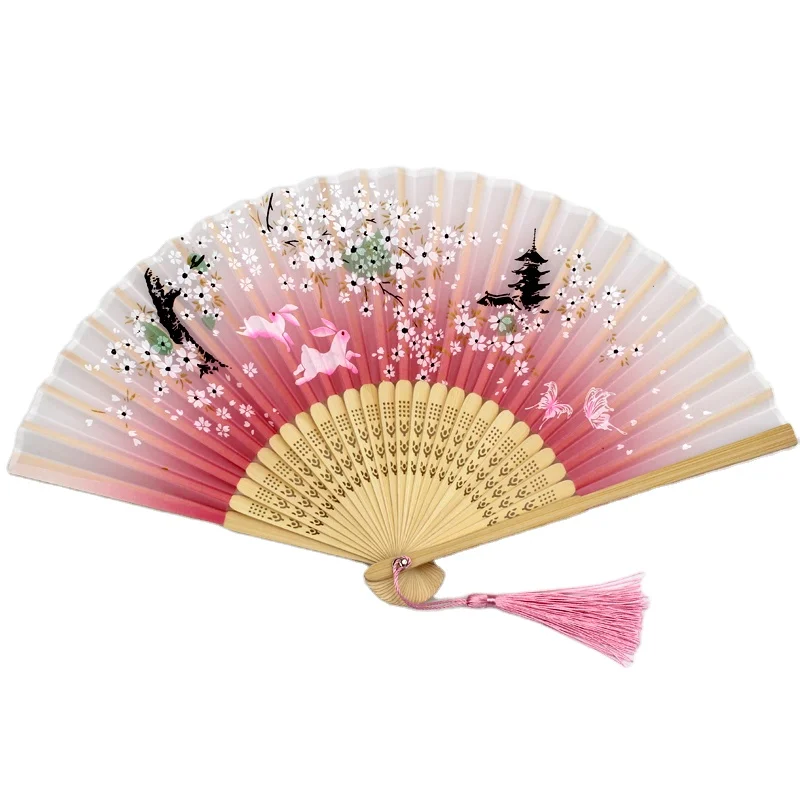 Wholesale High Quality Natural bamboo Foldable Hand Fans with custom design printing