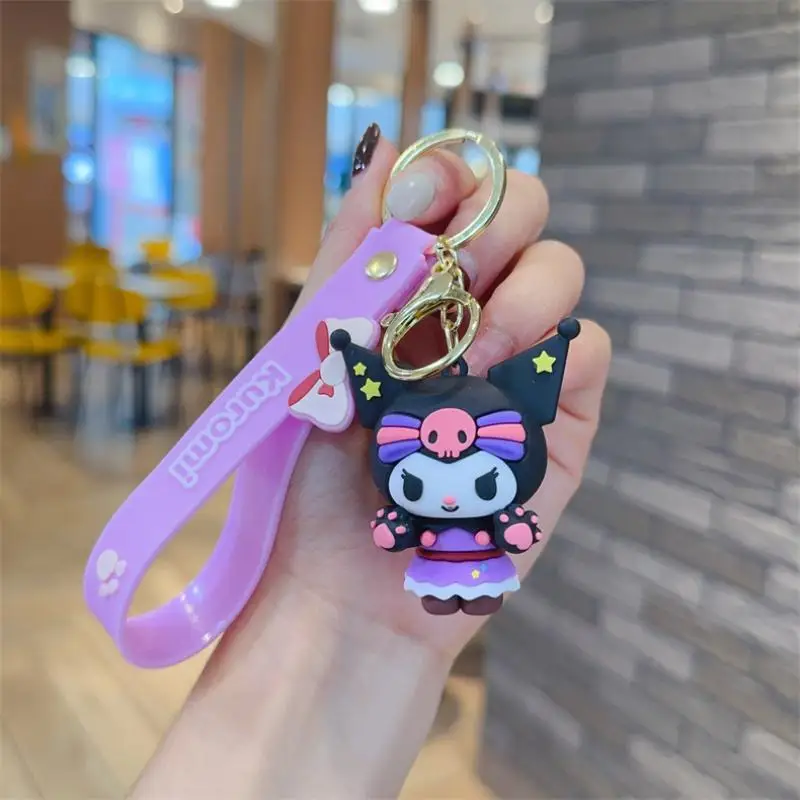 Wholesale Kawaii Sanrios Kuromi Keychain Pvc Doll Key Chain Cartoon Anime Cinnamoroll Bag Pendant Car Keyring Accessories Gift