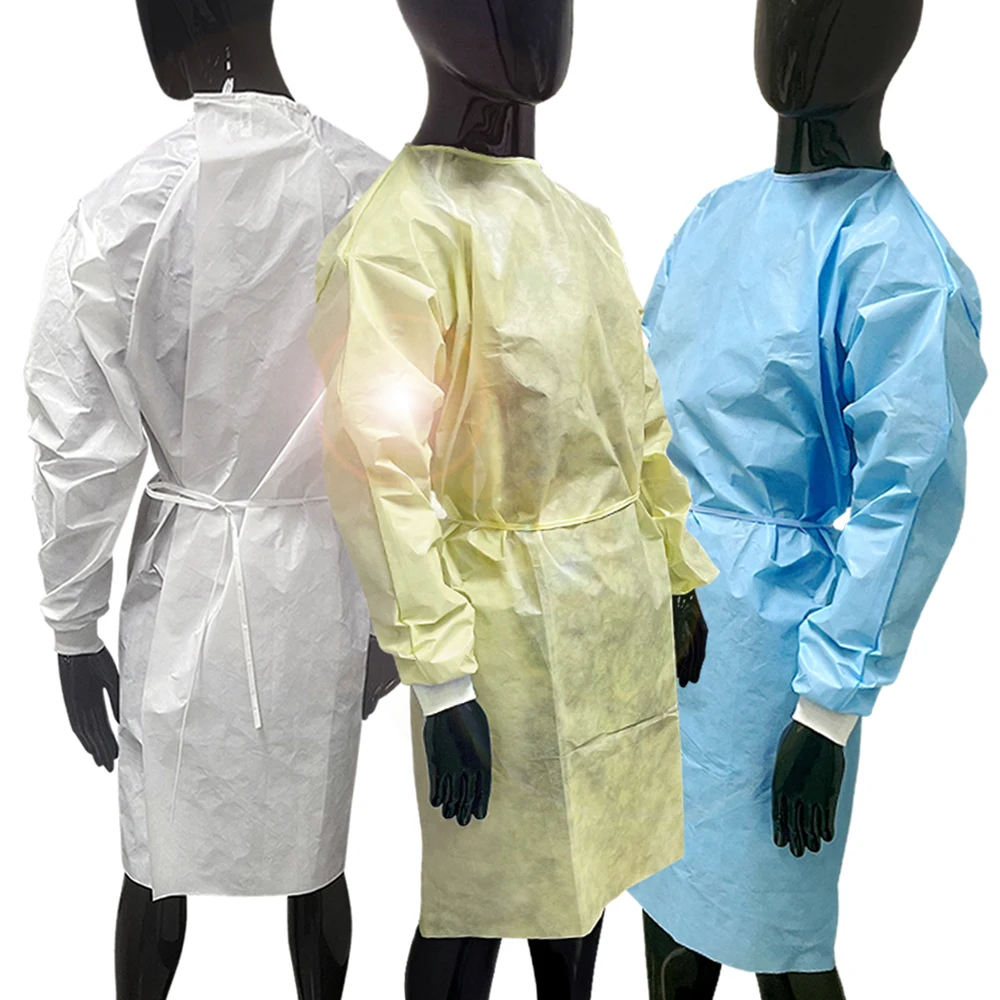 Quick Delivery Hot Sale Disposable Long Sleeve Non Woven Blue Aami Level 3 Gown For Adult