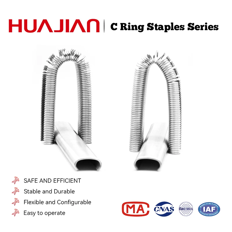 2023 hot selling golden supplier hasp and staple 15Gauge Hog Ring 23.7mm Crown Taped C Rings