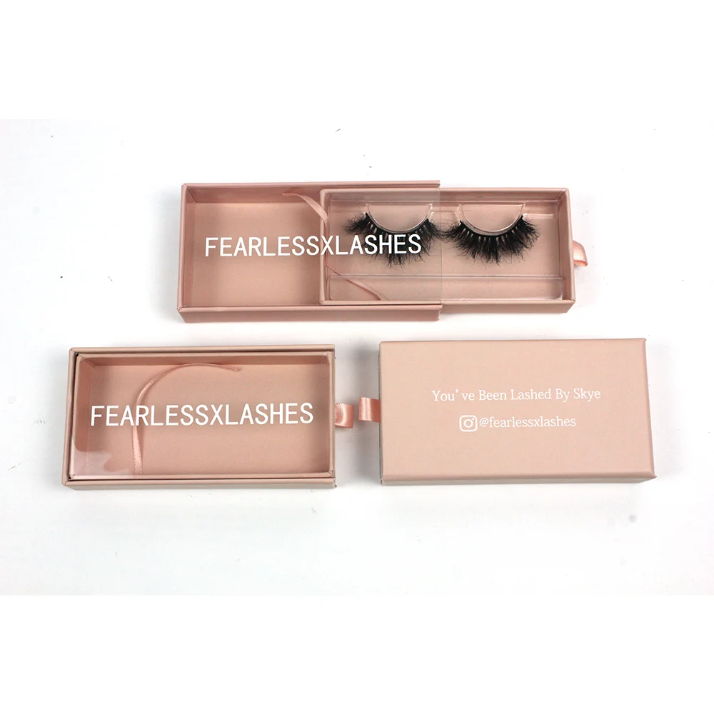 B566 lash tile box custom logo empty pink pvc drawer eyelash packaging box