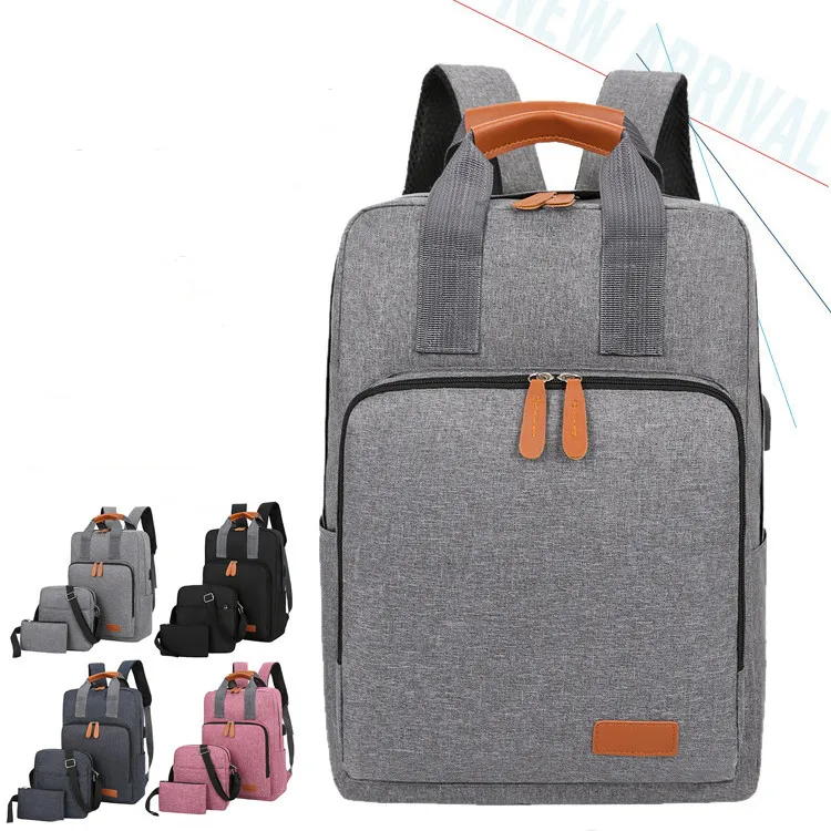 wholesale custom logo Backpack New USB Computer Shoulder Bag High Quality 3 in 1 Sets School Bags Leisure Travel Bag set
