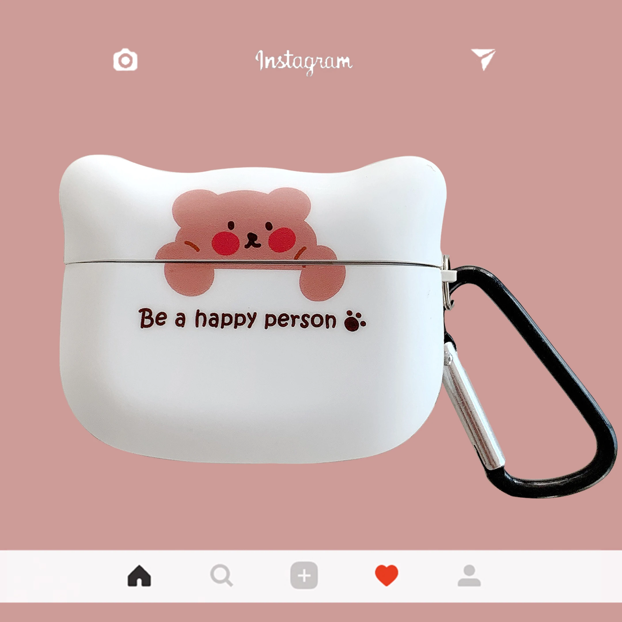 Cute cartoon  earphone case tpu Cat head shape couple gift Earphone Protective Cover for Airpod Pro With Keychain