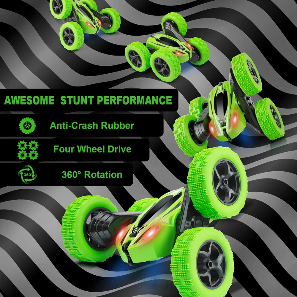 Remote control car double sided 360 degrees rotating RC stunt cars toy with headlights kids xmas toy cars for boys/girls
