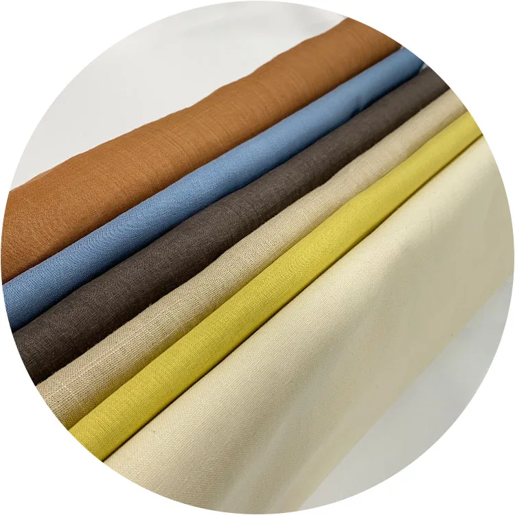 Wholesale Plain color breathable stone washed woven organic linen cotton fabric for clothing