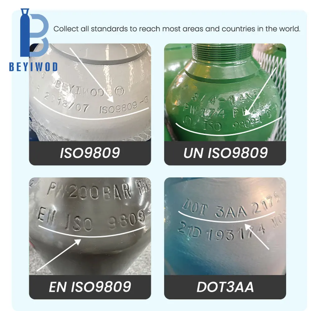 Green Color Small 8 Liters 150 Bar Seamless Steel Oxygen Cylinder for Hospital Home