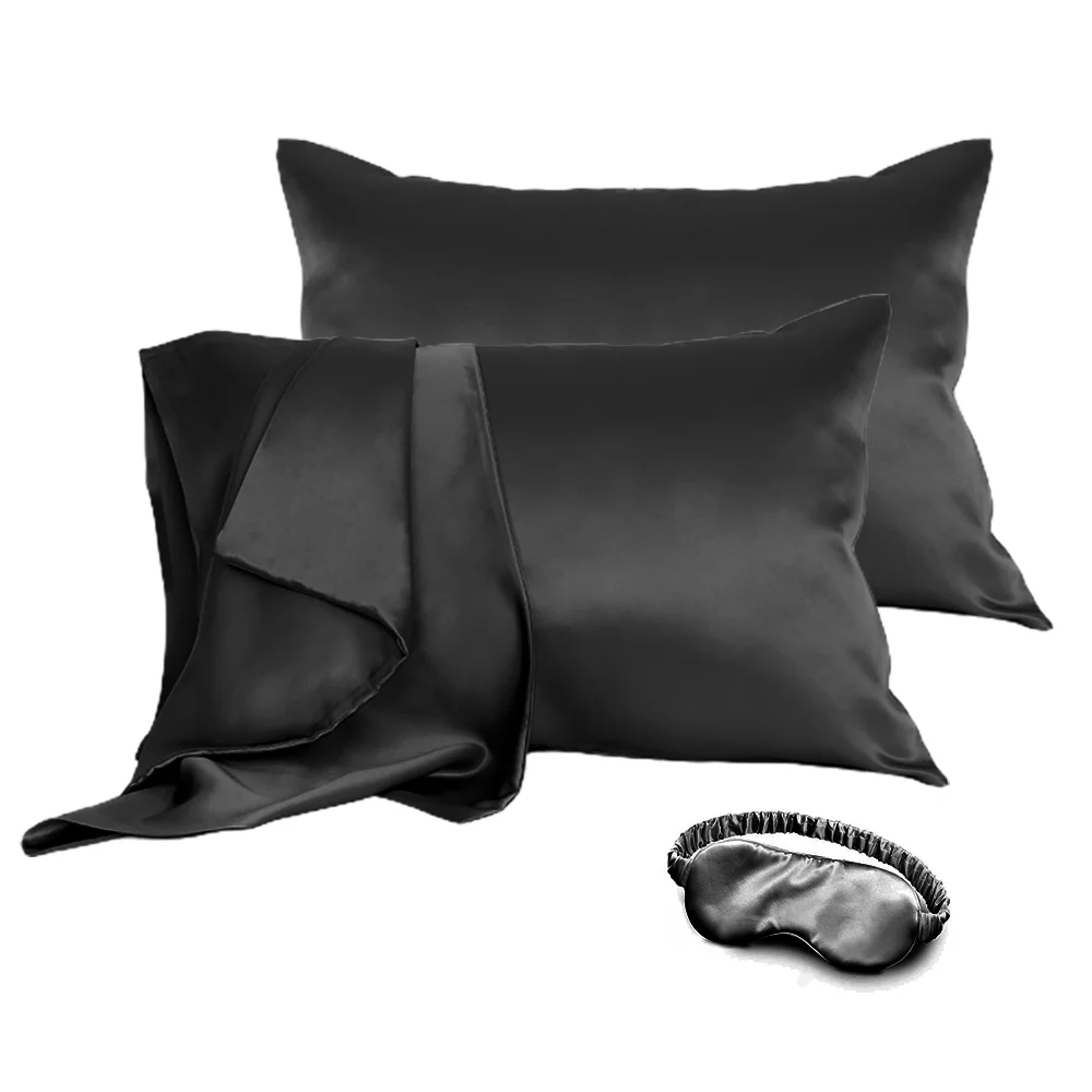 Нижнее белье высшего класса; Классические черные шелковая наволочка набор устойчивый к пятнам легкий уход в винтажном стиле Двусторонняя шелковая наволочка с OEKO-TEX100