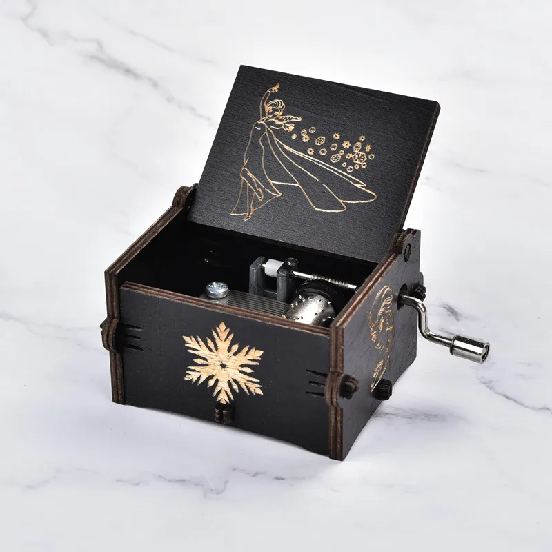 Wooden Hand Crank Caja Musical Music Song Box Music Box