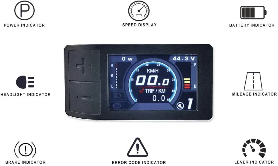 eBike Display 36V 48V 52V Electric Bike Computer 500C Smart Bicycle Speedometer For BAFANG Motor UART Protocol 5PIN Female