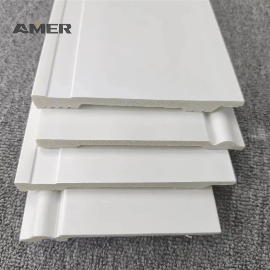 AMER Quick Install Waterproof Decorative Plastic Foam PS Cornice Skirting Base Board ps skirting