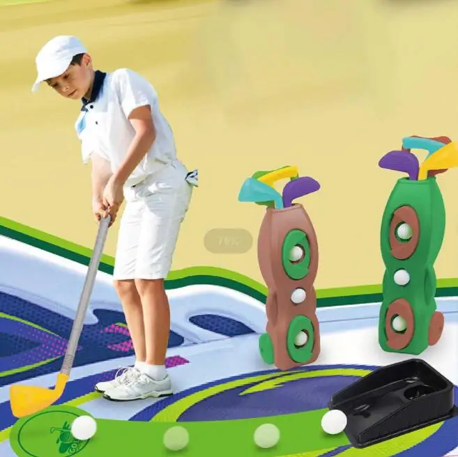 2024 Hot selling kids multifunctional sports training golf set toys outdoor game golf toys with training track
