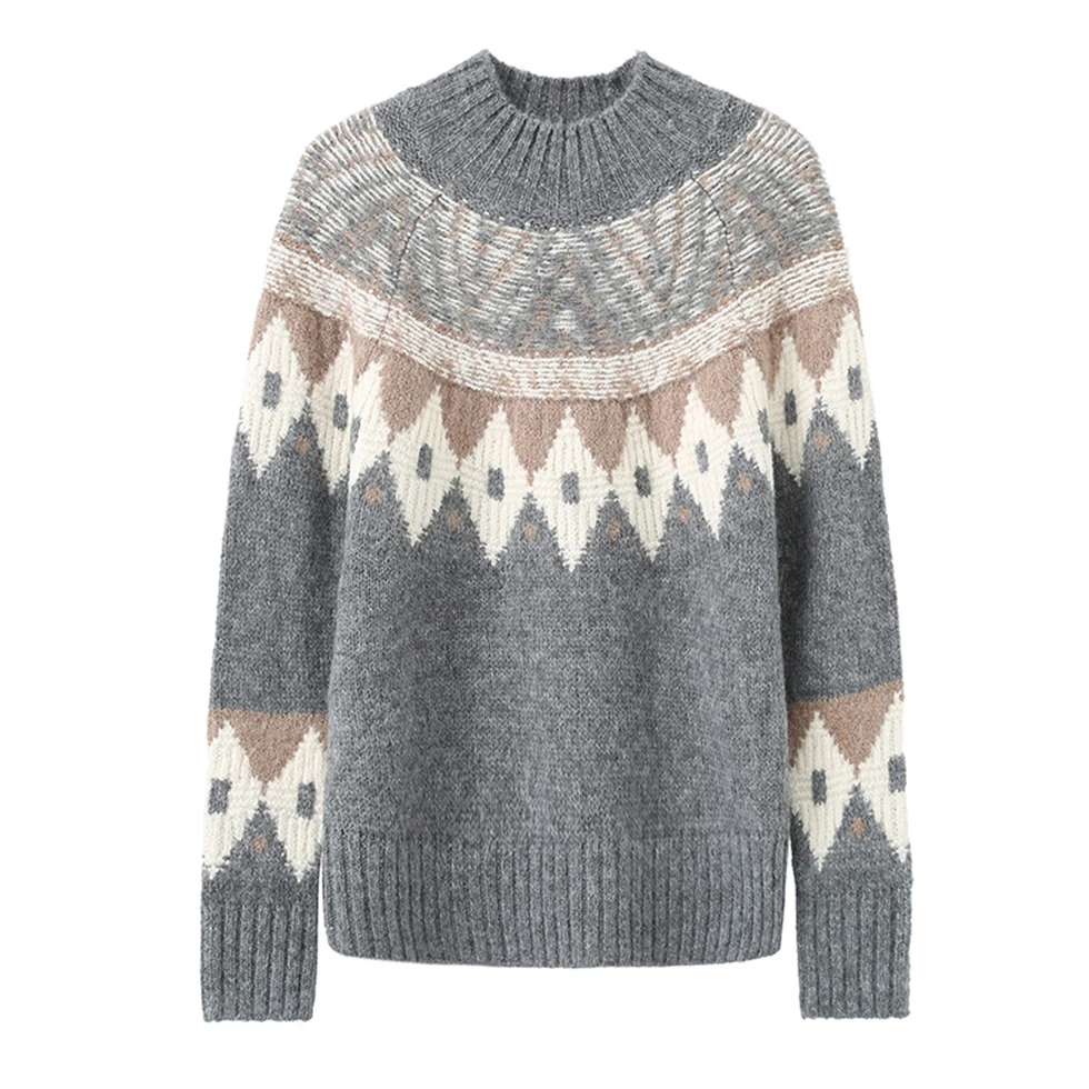 Oversized Knit y2k button striped pattern raw edge V neck Women Plaid Knit Sweater Long Sleeve Pullover Tops Teen Girls Sweater