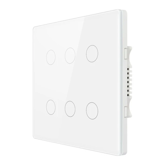 KAISI Brazil 6 GANG 2 WAY Wifi Smart Touch Switch Glass Panel 124*118mm Led Light Tuya Voice Control home use Wall Switch