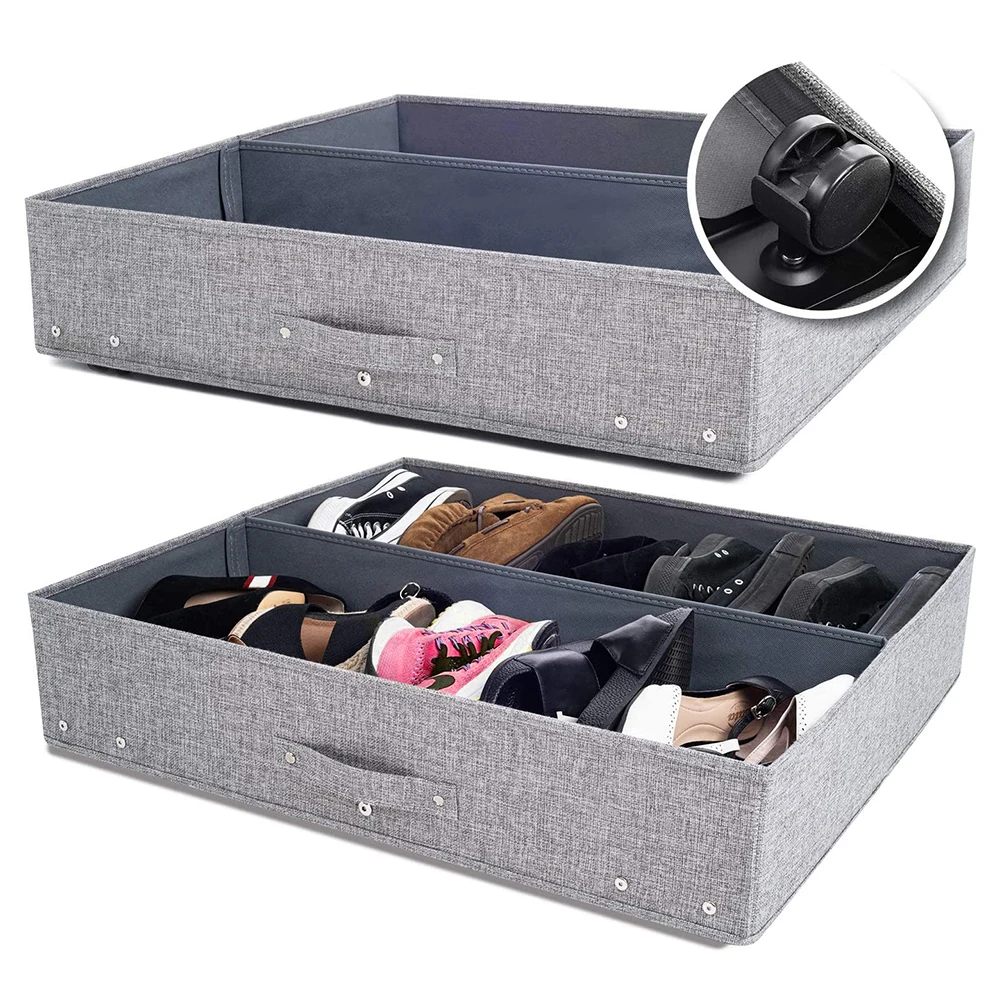 Underbed Shoes Storage Bins Shoes Box Under Bed Closet Fabric Storage Organizer Box with Wheel