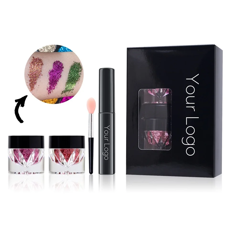 Private Logo Super Luster Pearl Pigment Rainbow Make up DIY Shimmer Glitter Loose Powder With Primer for Lips Eyes Body Face