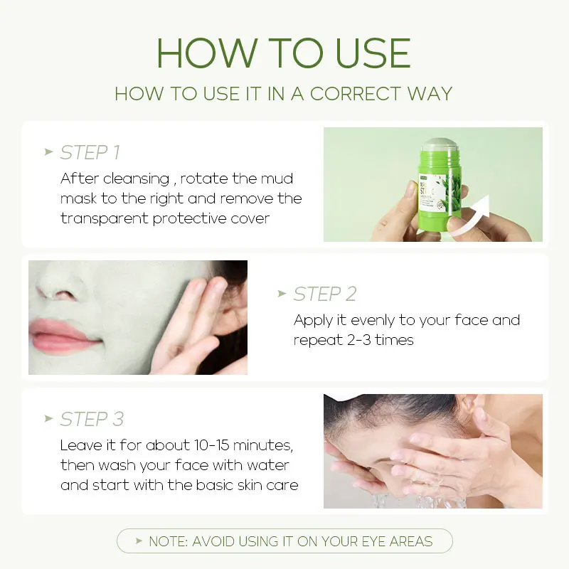 Custom Clay Mask Stick Facial Skin Care Matcha SkinCare  Purifying Refreshing Hydrating Face Mud Solid Green Tea Mask Stick