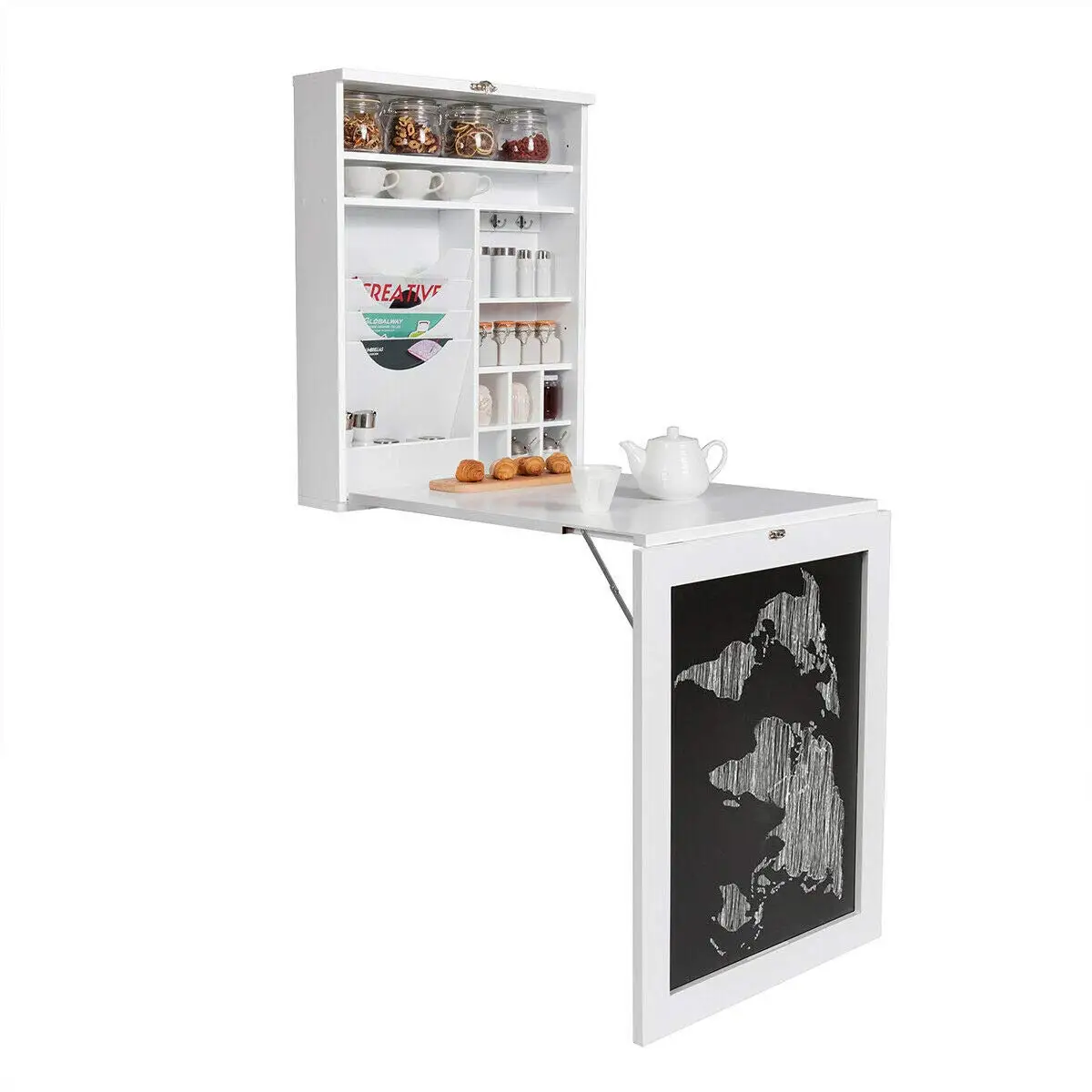 Wall Mounted Floating Desk with Chalkboard Space Saving Fold Up Desk Wall Mounted Convertible Desk