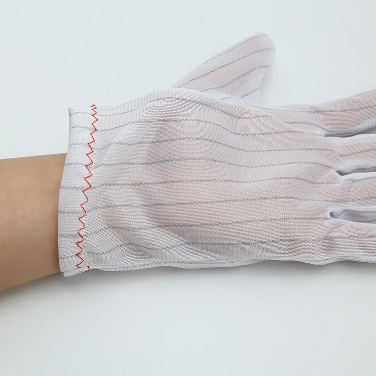 
high quality Clean room ESD Anti-static striped gloves with double-sided 