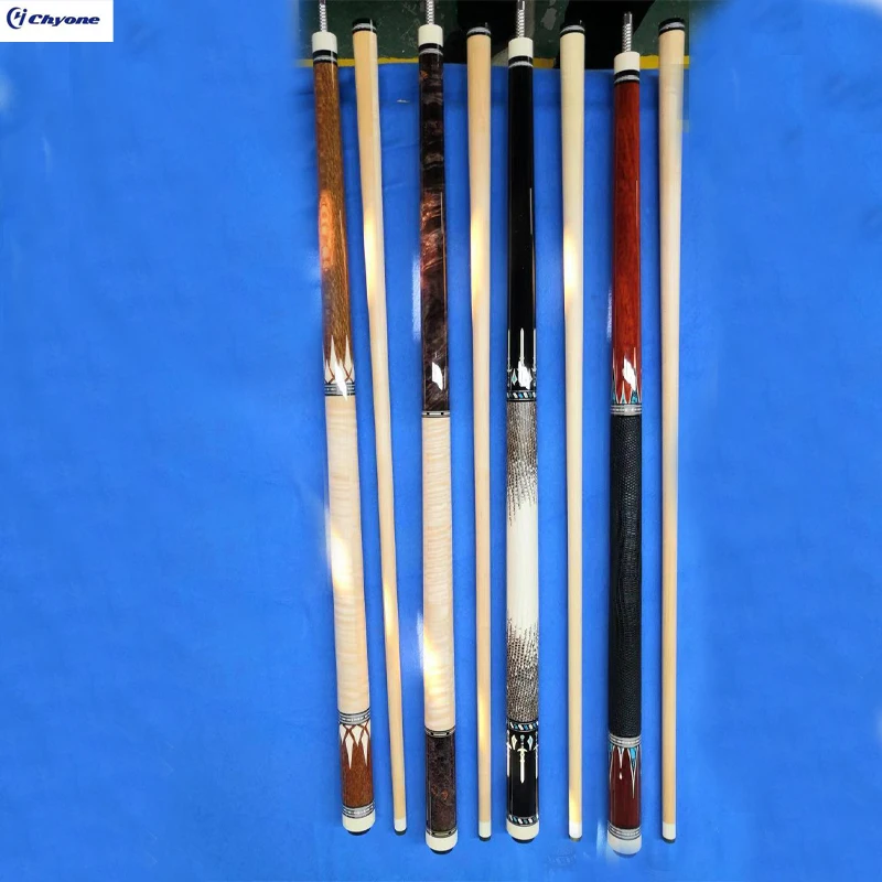 12mm/14mm burl wood / curly maple wood /red sander wood with laminated carbon tube shaft with square core butt  inlay carom cue