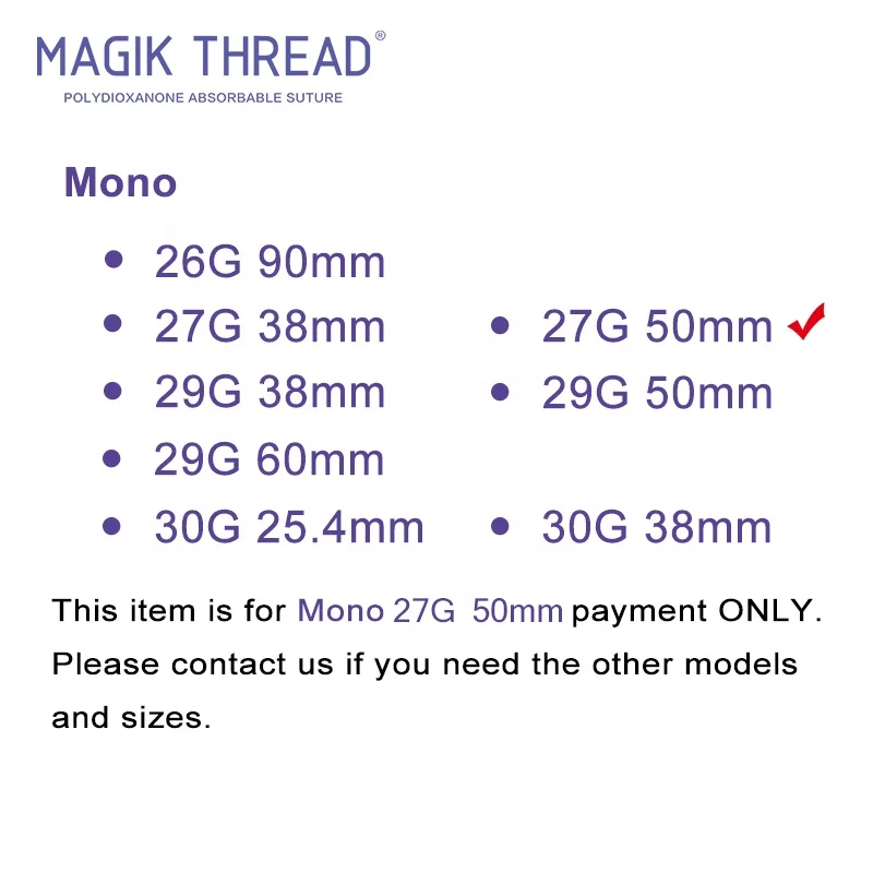 Mono 27G 50MM Face lifting tightening thread embedding threading face lift