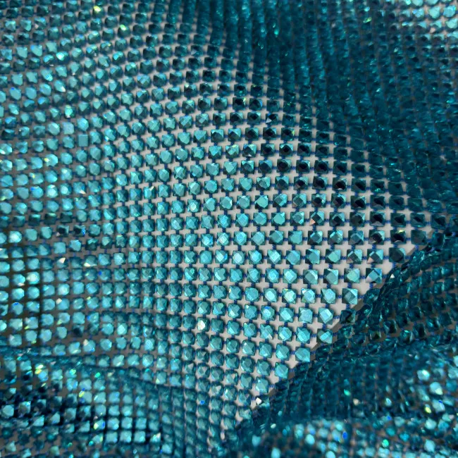 Glass clear crystal sapphire blue stretch strass rhinestones mesh net fabric korean rhinestone fabric for garment dress