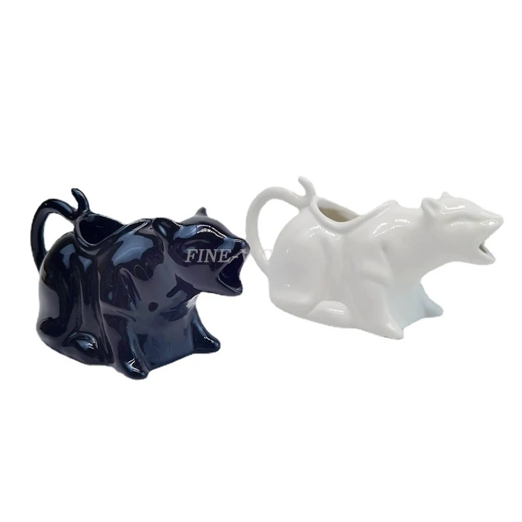 Ceramic medium temperature cat pot porcelain black cat bucket juice  customcoffee Creamer pot Western food pepper sauce pot