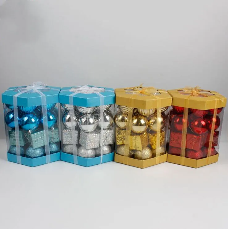 6-8cm 28pcs Delicate christmas decorations Painting  Glittering Christmas Tree Pendants Decorative  Baubles Balls Ornaments Set