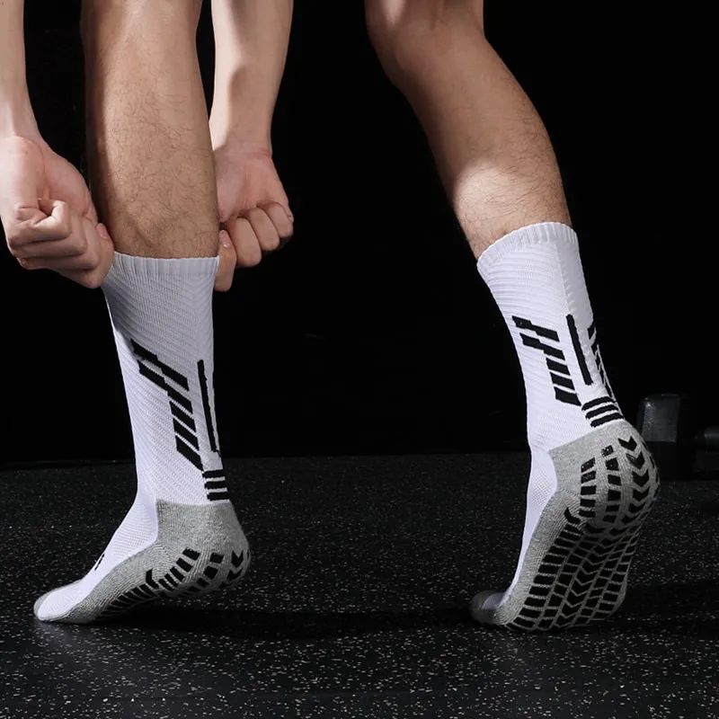 High Quality custom logo football calcetines non slip crew sport breathable terry anti slip football soccer grip socks