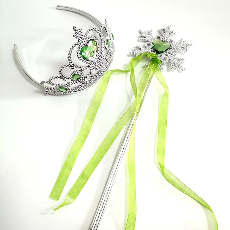 Frozen Birthday Party Supplies 2pcs/set Girls Princess Tiara Crown Magic Wand Kids Crown Rhinestone Tiara