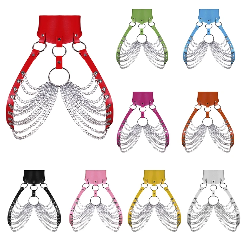 Leather Harness Rave Bra Black Dance Wear Woman Lingerie Straps Body Lingerie Adjustable Punk Bondage Goth Sexy Slave Costumes
