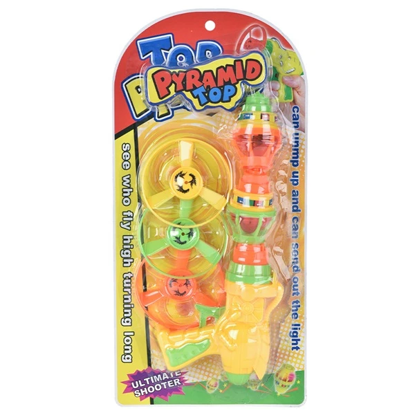 space gun gyro spinner toy ufo fly spinning top toys with flying saucer light child spinning top toy