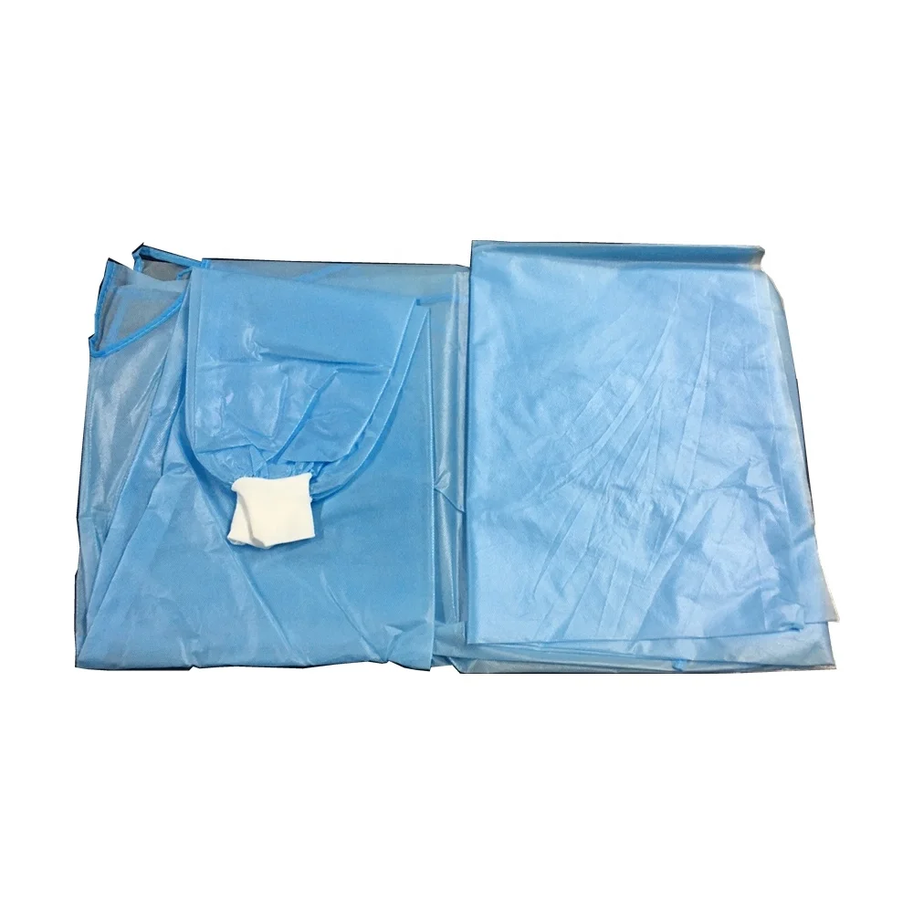 AAMI PB70 LEVEL 2 disposable isolation protective gown with ultrasonic sewing in blue