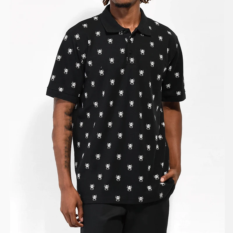 Custom Logo Pattern Printing Manufacturers 4-WAY STRETCH Print Polyester Polo Shirts for Men