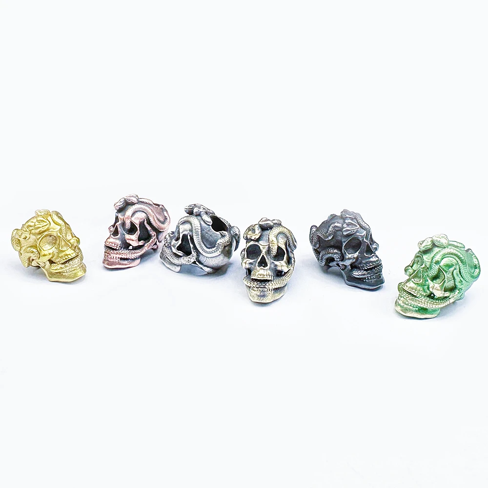 Snake Brass Skull Beads For Paracord Bracelet DIY Paracord Knife Pendant Keychain