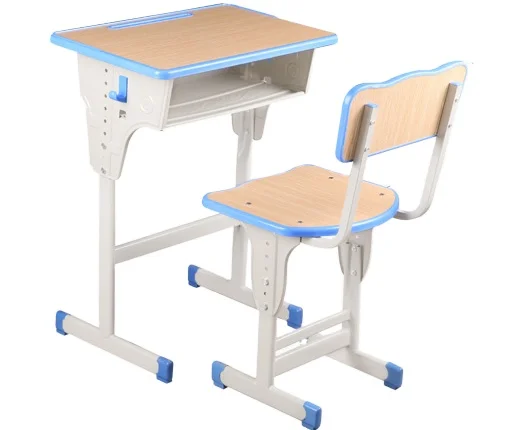 Low price high quality brown wooden adjustable study used folding furniture table desk and chairs