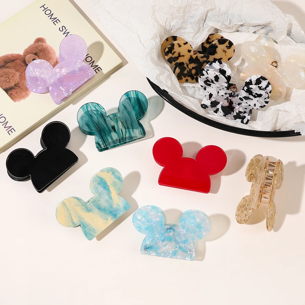 9cm eco-friendly unbreakable claw hair clip mickey mouse metal hair claw women mouse head clip