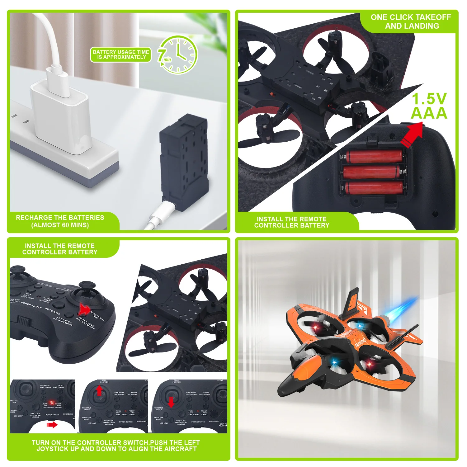 Hot Selling Altitude Hold 2.4G RC R/C Aircraft EPP Foam Glider Hobby Quadcopter Toy JET Plane USB Charger RC Plane with Light