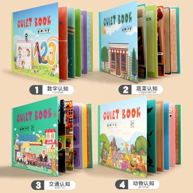 Children Montessori Preschool Busy Book Stickers Learning Sensory Animal Educational Activity Book for Toddlers