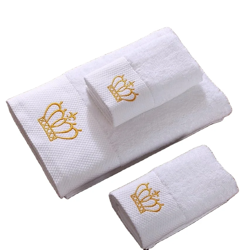 Custom 100% Cotton Bath Towel Set Luxurious Floral Embroidered Jacquard Design Soft and Highly Absorbent for Shower