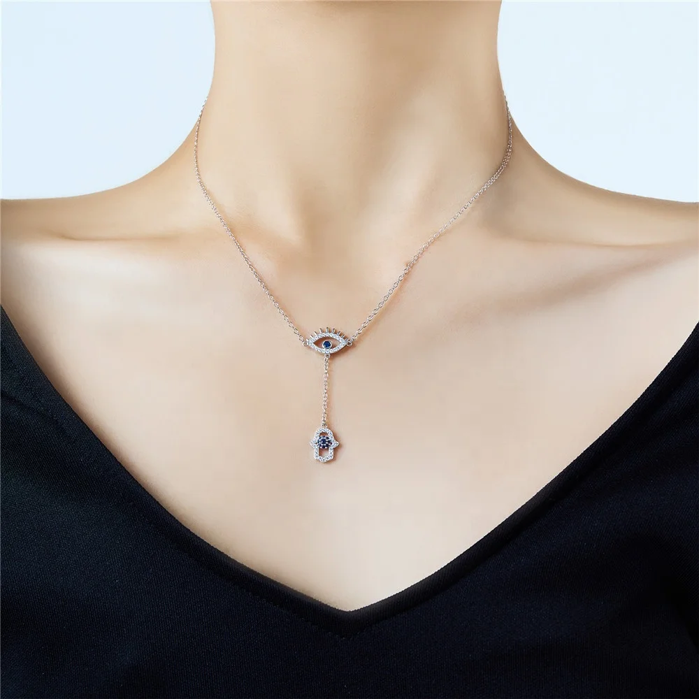 Роскошное ожерелье Slovehoony с синим кристаллом в форме капли, ожерелье из стерлингового серебра 925 пробы для женщин, оптовая продажа с фабрики ювелирных изделий