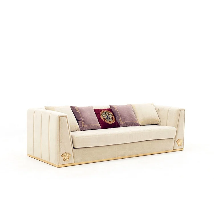 new model antique leisure 3 seat solid wood Italy design luxury sofa set