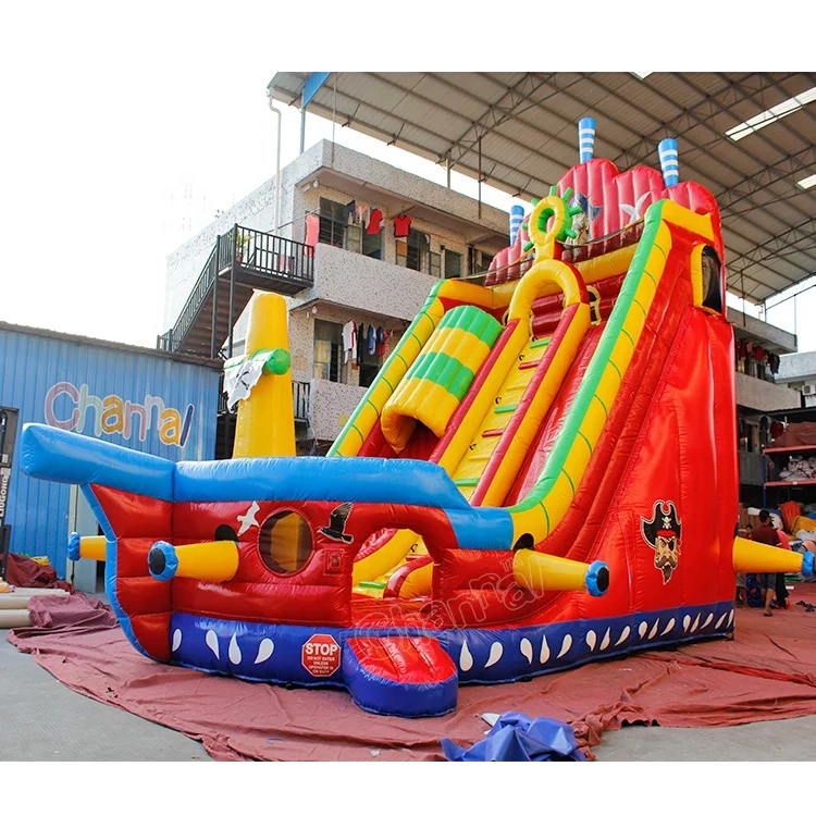 Pirate Ship Sail Dry Slide Bouncy Castle Playground Inflatable combo castle slide