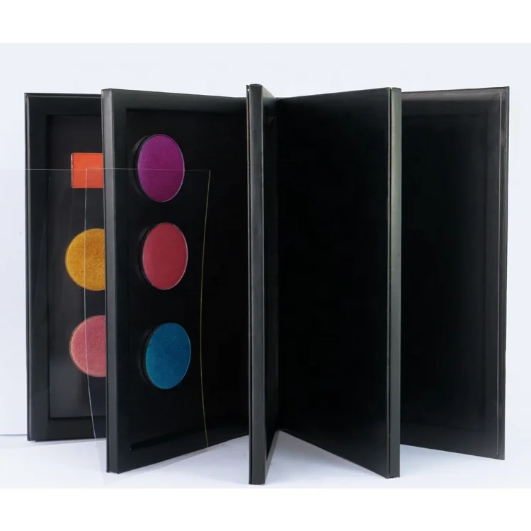 New design 4 layers book empty cosmetic makeup magnetic can DIY book eyeshadow palette packaging