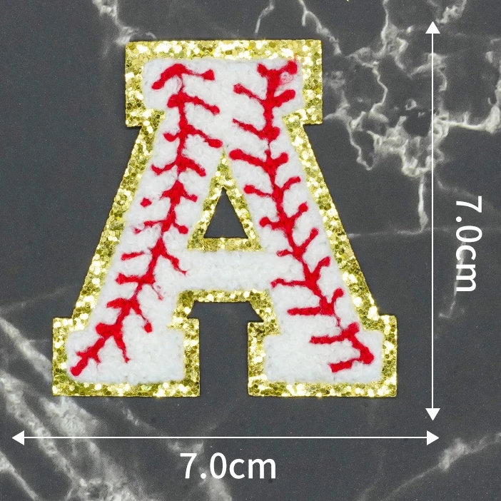 7 см блестящие бейсбольные нашивки с буквами, самоклеящиеся нашивки