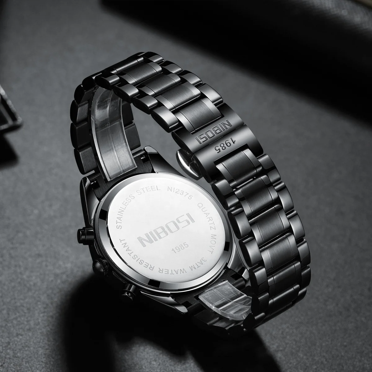  Часы наручные NIBOSI Мужские кварцевые брендовые Роскошные спортивные водонепроницаемые в стиле милитари с хронографом