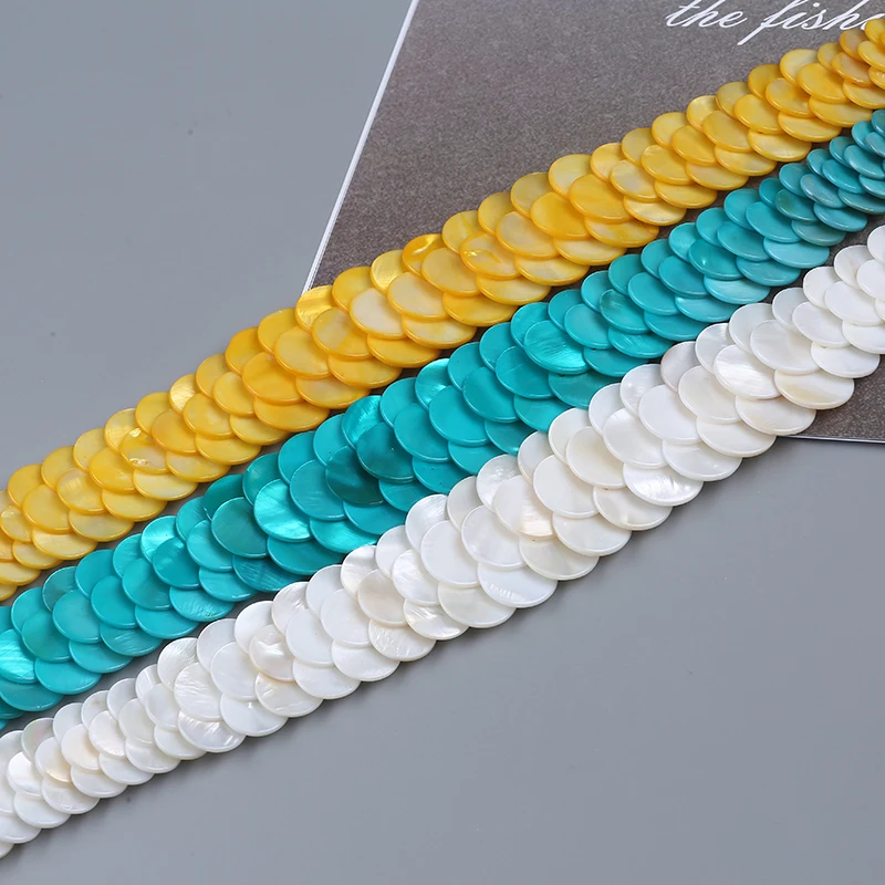 Hotsale summer style chunky white multi color shell mother of pearl bead Dragon scales necklace